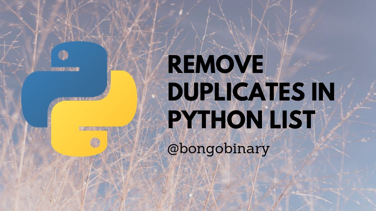 Removing duplicates in python list , https://bongobinary.com