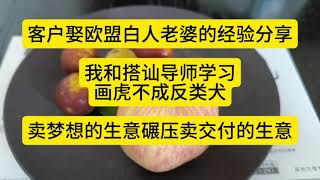 娶欧盟白人老婆的经验分享；我向搭讪导师学习画虎不成反类犬；卖梦想的生意碾压卖交付的生意