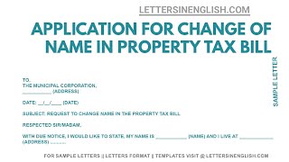 Application Letter For Change Of Name In Property Tax Bill – Name Change Format Letter