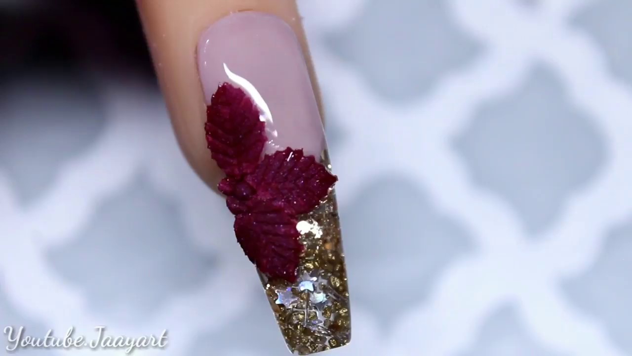 Nochebuena en 3D/ Uña escultural navideña/ Uñas acrilicas 2017