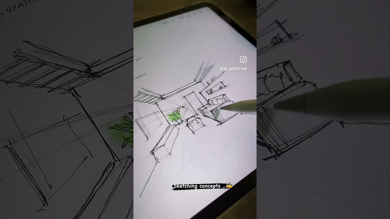 Sketching concepts ✍️ #interiordesign #architecture #conceptsapp #drawingtips #ipad