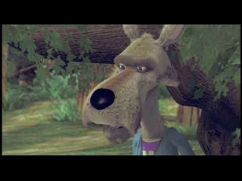 Hoodwinked trailer frame of the interrogation room with Flippers interviewing Red