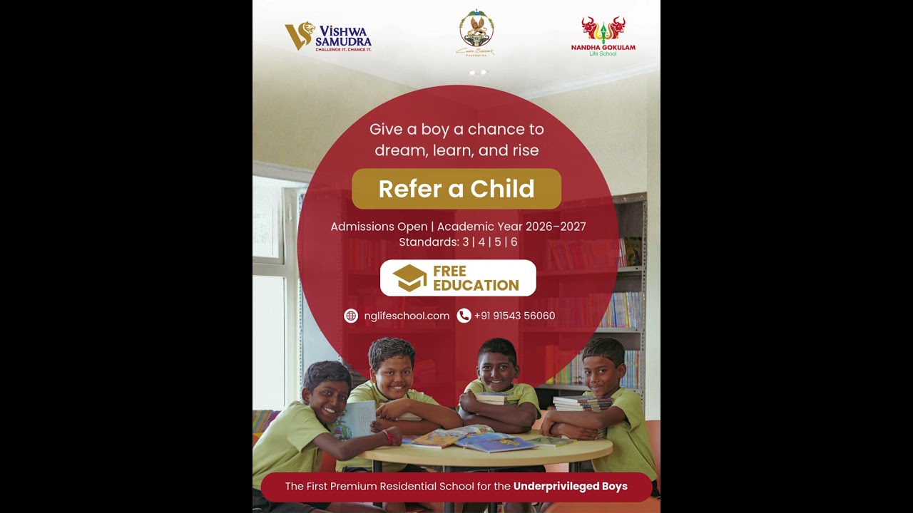 Free Education for underprivileged boys. Standards: 3,4,5,6 | Academic year 2026-2027