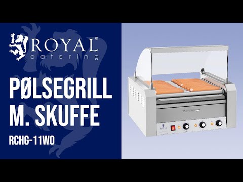 Produktvideo - Pølsegrill m. skuffe - 11 ruller - rustfrit stål