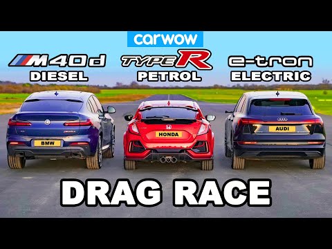 BMW X4 M40d vs. Civic Type R vs. Audi e-tron: DRAG RACE *Diesel vs. Benzin vs. Elektro*