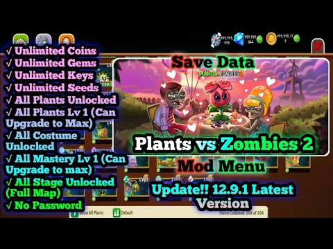 PLANTS VS ZOMBIES 2 MOD APK 12.9.1 ALL PLANTS UNLOCKED, MAX LEVEL, UNLIMITED GEMS || NEW UPDATE!!