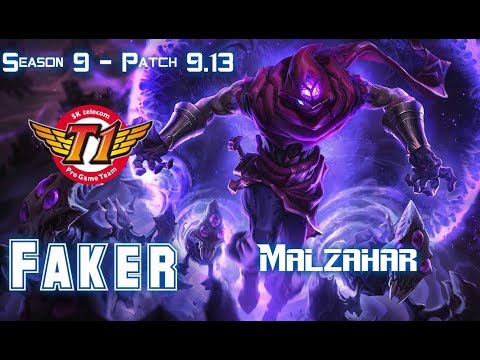 SKT T1 Faker MALZAHAR vs LEBLANC Mid - Patch 9.13 KR Ranked
