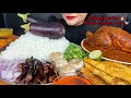 ASMR EATING BAINGAN BARTHA WHOLE CHICKEN CURRY Omelette DAL AND RICE