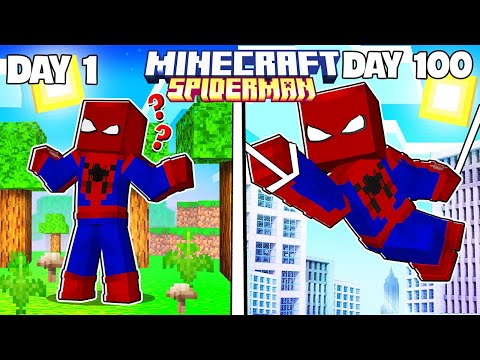 I spent 100 days in minecraft as SPIDERMAN