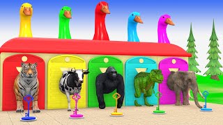 Long Slide Game With Cow Elephant Gorilla Hippopotamus Tiger 3d Animal Game Funny 3d Animals