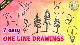 ONE - LINE DRAWINGS FOR KIDS | Easy Step-by-Step Drawing Tutorial for Kids