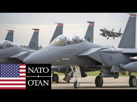 U.S. Air Force, NATO. Powerful F-15 Eagle fighters intercept in Eastern Europe