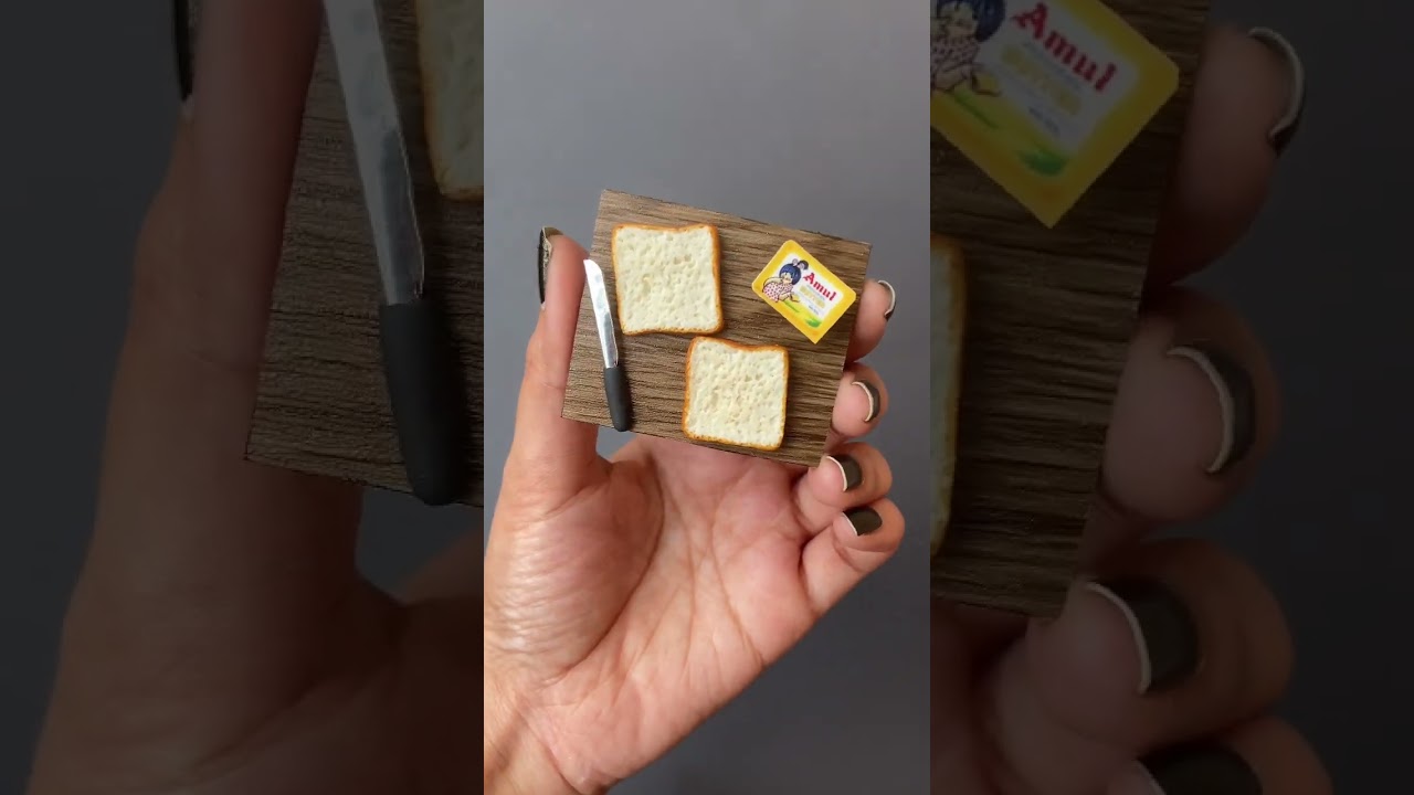Tiny Bread n butter #diy#art#easydiy#polymerclaytutorial#claycraft#cooking#miniaturecooking#tiny