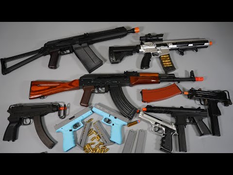 Shell ejecting Toy Guns And GBB Airsoft Gun - AK47 - Glock -Vz61 - M4 - Realistic Toy Gun Collection