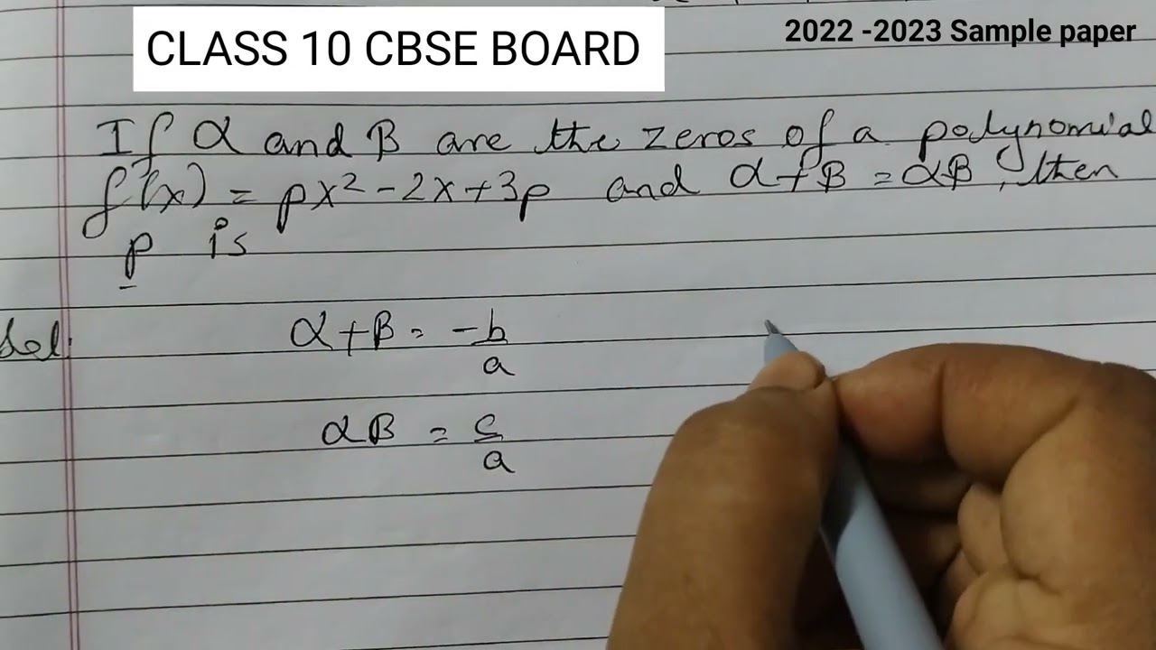 Class 10 Polynomials/If alpha and beta are the zeros of the quadratic polynomial fx)=px2-2x+3p...