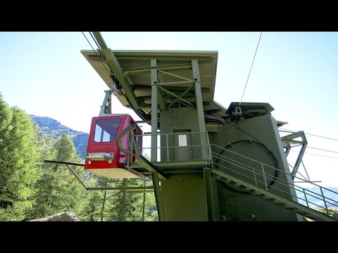 Olivone - Luzzone Staumauer Luftseilbahn Talfahrt Seilbahn téléphérique cable car