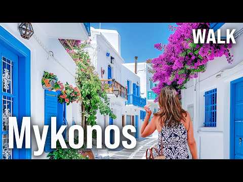 MYKONOS Walking Tour ☀️🌊 Chora, Greece Immersive Video with Captions [4K/60fps]