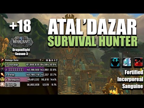 +18 Atal'Dazar | Survival Hunter POV | 194K DPS | Dragonflight Season 3