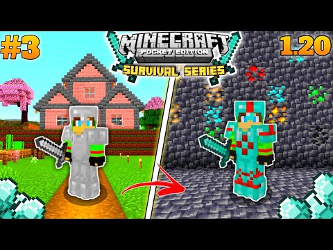 Debu Playz - I Made A Full🔥 DIAMOND ARMOUR in Mcpe 1.20 in Hindi| Minecraft PE Survival Series Ep-3| #minecraftpe