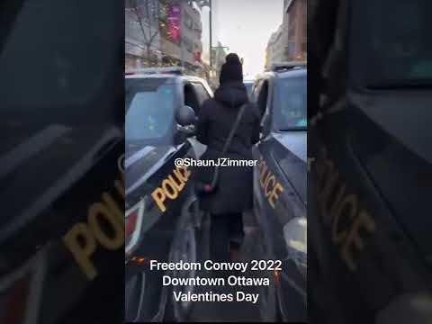 Shaun Zimmer Giving Roses to Ottawa Police on Valentine's Day 2022 - Freedom Convoy Protest