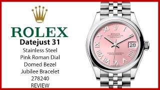 ▶ Rolex Datejust 31 Stainless Steel Pink Roman Dial & Domed Bezel Jubilee Bracelet 278240 - REVIEW