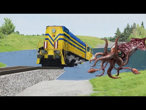 Trains VS Deep Water Pits - [BeamNG.Drive]