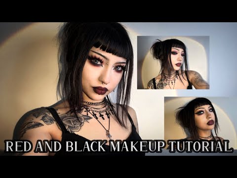 red and black goth makeup tutorial
