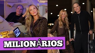 Ana Paula Siebert se SURPREENDE COM LUXO em avião durante viagem com Roberto Justus