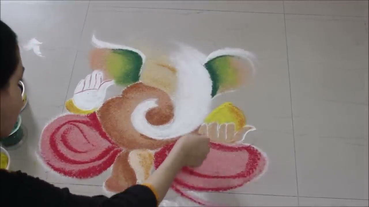 how to make ganesha rangoli design by various arts