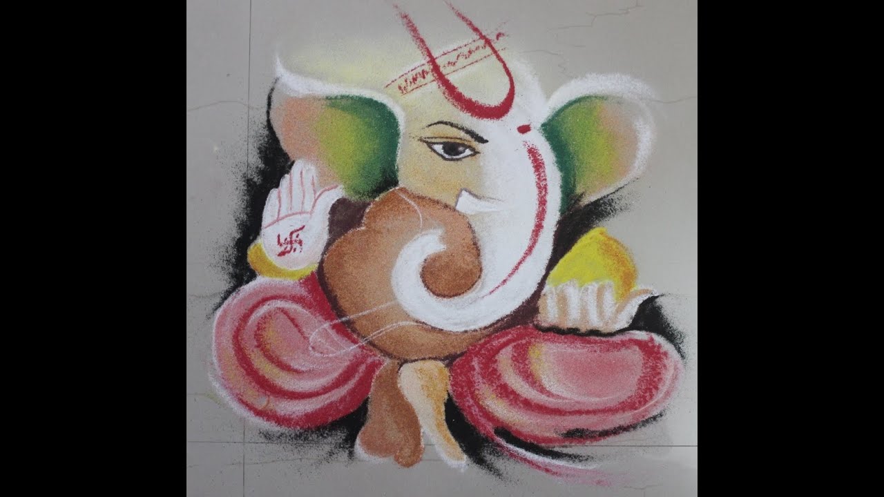 How to make ganesha rangoli design by various arts