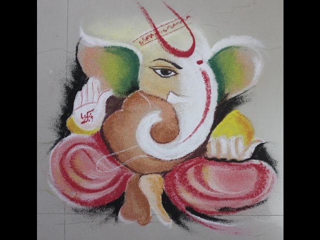 How to make ganesha rangoli design by various arts