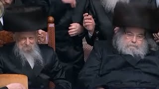 האדמו"ר מסערט ויזניץ זצ"ל עם יבלחט"א האדמו"ר מבעלזא בחתונה י"ב סיון ע"ג