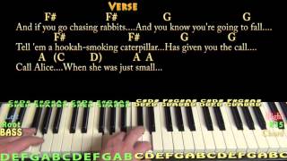 White Rabbit (Jefferson Airplane) Piano Cover Lesson with Chords/Lyrics