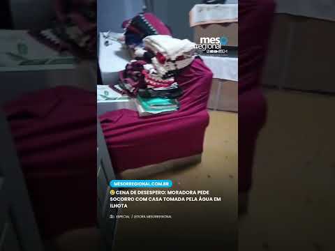 Moradora grava apelo em meio a casa alagada em Ilhota