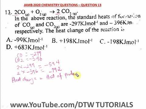 JAMB Chemistry - Calculation of Heat Change