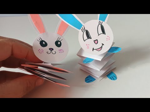 🐇 Стрибаючий ЗАЙЧИК з картону своїми руками | Вироби з паперу