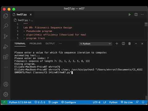 Lab 10 Demonstration Video - CSE 130 - Algorithm Design - Fibonacci Sequence Calculator