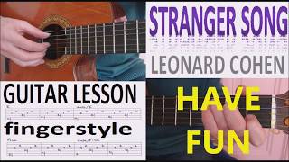 STRANGER SONG - LEONARD COHEN fingerstyle GUITAR LESSON