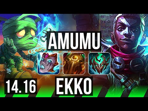 AMUMU vs EKKO (JGL) | 8k comeback, 40k DMG, 900+ games, Rank 13 Amumu | BR Master | 14.16
