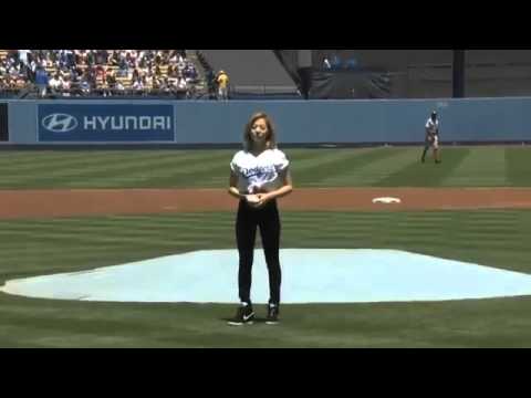SNSD Sunny First Pitch   LA Dodgers Stadium