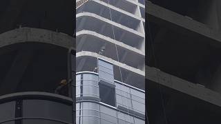 🚧 High-Rise Curtain Wall Installation | Amazing Glass Facade Work at Height 🏗️🔥#CurtainWall #danger