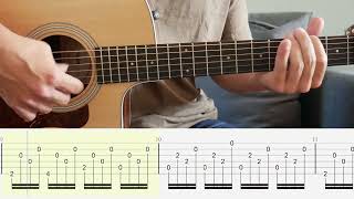 Naked As We Came - Iron &amp; Wine - Guitar Tutorial + TABS on screen