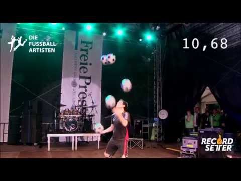 Soccer Ball Juggling World Record! FIVE Balls!