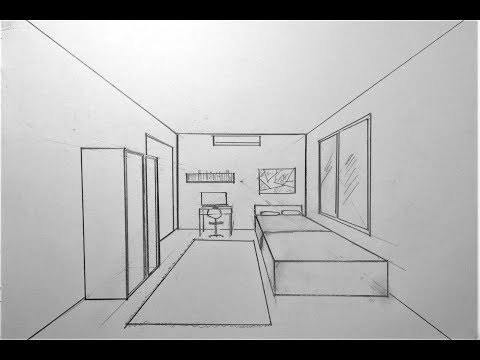 How To Draw A Simple Bedroom In One Point Perspective 4