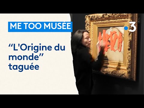 "L'Origine du monde" de Gustave Courbet recouverte de peinture avec l'inscription me too