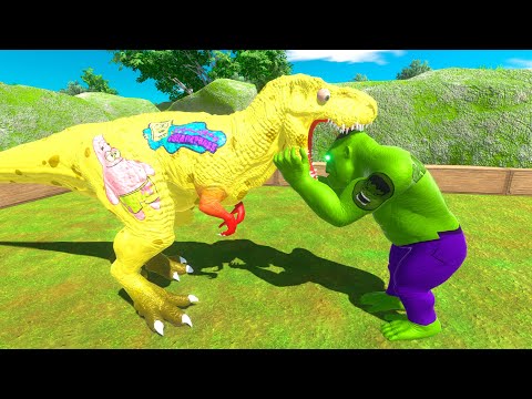 ⚡ SPONGEBOB T-Rex vs HALK GORO DEATH RUN - 🦖 Animal Revolt Battle Simulator 🦕