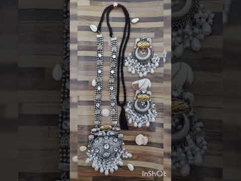 Premium Quality Silver Look Like Designer Long Chain Necklace with Earring