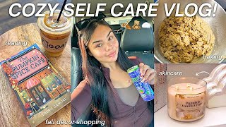 COZY SELF CARE VLOG! 🍁 coffee shops, fall decor, cozy fall baking, skincare & journaling