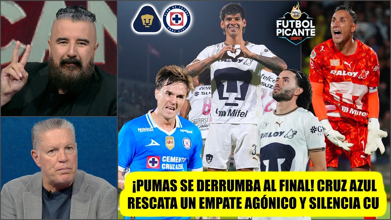 CRUZ AZUL LE AMARGA LA FIESTA a PUMAS en CU. EMPATE AGÓNICO. ROJA para CÉSAR HUERTA | Futbol Picante