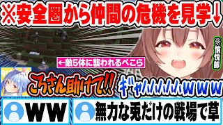 孤軍奮闘するぺこらを安全地帯から傍観して高笑いする戌神ころねw【ホロライブ 切り抜き Vtuber 兎田ぺこら 戌神ころね】
